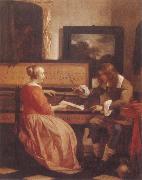 Gabriel Metsu A Man and a Woman Seated by a Virginal oil on canvas